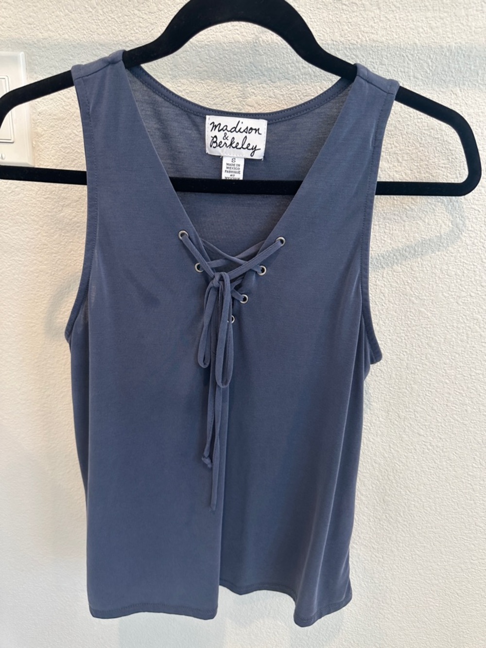 Madison & Berkeley Slate Blue Lace-Up Sleeveless Tank